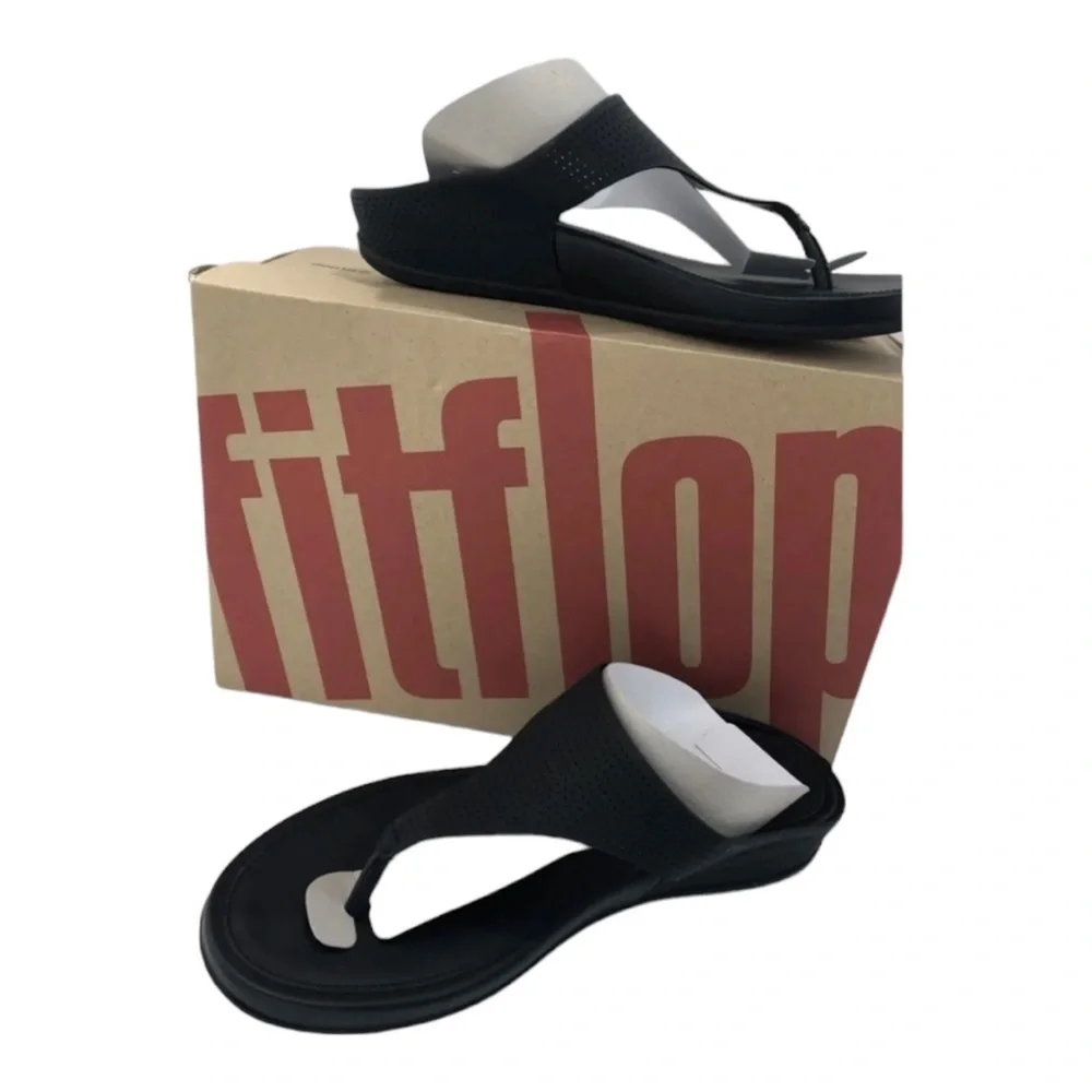 FitFlop Banda Leather Sandals | Size 6 | NWT Black Arch Support Comfort Flip